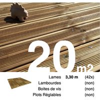 Planches de terrasse Pin autoclave Marron pour 20 m² • Longueur 3,3 m