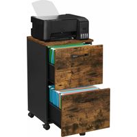 Songmics – Caisson de bureau sur roulettes 2 tiroirs – Pour documents A4 et dossiers suspendus – Marron rustique et noir – OFC040B01