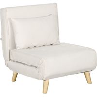 Schlafsessel, 6-stufig verstellbare Lehne, Leinenoptik, bis 120 kg, Creme