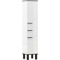 Armario Alto de Baño con Cajón 2 Puertas y Estantes Ajustable Mueble Auxiliar de Baño Anti-vuelco 34x32x170 cm Blanco