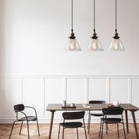 E27 Suspension Luminaire Industrielle Vintage Plafonniers Lustre Edison Lampe Suspensions Verre Métal Ø18,5CM - 3Pcs