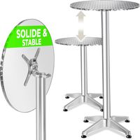 Table de bistrot en aluminium Ø 60 cm, pliable, réglable hauteur - argent, par pièce