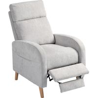 Poltrona Reclinabile 150° avec Poggiapiedi, Tessuto Effetto Lino, Grigio Chiaro, 68x90x106 cm