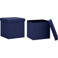 vidaXL Tabourets de rangement pliables lot de 2 bleu faux lin