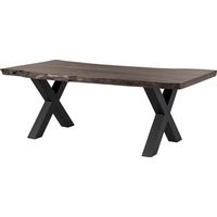 Tavolo da pranzo in legno acacia - laccato grigio / ferro X - antracite mat 220x100x77 FREEFORM 5
