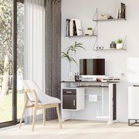 Bureau pour PC de bureau en bois couleur noyer avec tiroir