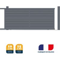Portail coulissant prêt à poser ILY Gris 7016 L406 cm X 177cm en aluminium BELTY