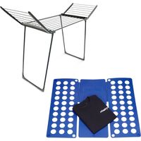 Relaxdays 2-piece Household Set, Folding Board & Drying Rack, 13 m Dry Length, Laundry Organiser, Fold to A4 Size