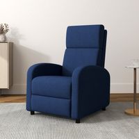 Manuell verstellbarer Relaxsessel mit 160° verstellbarer Rückenlehne und Stofffußstütze, blau