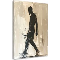 Tabelau sur Toile, Silhouette masculine dans une composition urbaine beige,30x45
