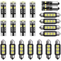 Ampoules LED 6000-8000K 12V Ampoules Feux Blanc Mini Ampoules Intérieures Éclairage pour Voitures Plaque d'Immatriculation Kit de 21 Pièces