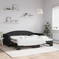 Vidaxl – Lit de jour gigogne noir 90x190 cm – Tissu polyester – Structure en bois et métal – Design moderne pour salon ou chambre
