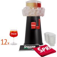 SPRIZZER Juego completo Sprizzer Negro con 12 vasos bolsa roja resistente 6 bandejas Aperibox resistentes y alfombrilla antideslizante El juego completo Sprizzer