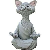 Pair Katzenfigur, Meditations-Yoga-Katze, Zen-Katzen-Skulptur in entspannter Pose für die Gartendekoration, Geschenk für Katzenliebhaber