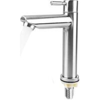 Robinet d'eau froide pour invités, robinet d'eau froide uniquement, robinet d'eau froide en acier inoxydable, robinet d'eau froide, robinet de lavabo, pour toilettes d'invités, salle de bain-Crezuo