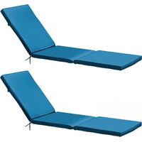 Lot 2 coussins bain de soleil polyester bleu 186 x 53 x 5 cm