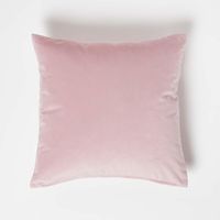 HOMESCAPES Pink Velvet Cushion, 45 x 45 cm