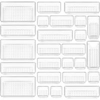 Lade-organizer - PET Kunststof - Transparant - Stapelbaar Trapeziumontwerp - Voor Kantoor Badkamer Keuken - 25 Stukken in 4 Maten