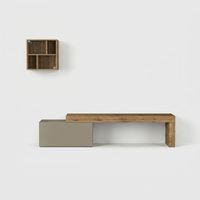 Mueble de salón moderno con librería Chronos n.º 14 - Gris paloma