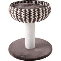PawHut Árbol Rascador para Gatos Pequeño Altura 52 cm Torre Escalador de Gato con Cama Redonda Cojín de Felpa Suave y Poste Rascador 50x50x52 cm Café y Blanco