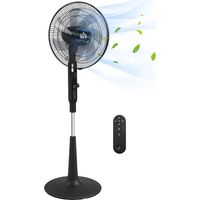 Standventilator leise mit Fernbedienung, 3 Modi, 28 Geschwindigkeiten, Mückenschutz & Oszillation, Schwarz
