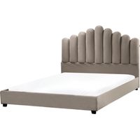 Cama de agua de terciopelo cabecero de concha marina gris pardo 160 x 200 cm Vincennes