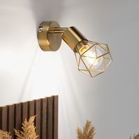 Wandleuchte Wandlampe Flurleuchte Schlafzimmerleuchte Wohnzimmerlampe, Metall Gold, Spot beweglich, E14, H 13,5 cm