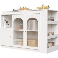 Bartisch mit Drehfunktion, Glastür, Offenen Fächern und Geschlossenem Stauraum für Küche und Esszimmer, Weiß
