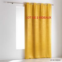 Lot de 2 rideaux a oeillets 140 x 240 cm occultant velours frappe opacia Jaune
