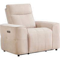 Fauteuil relax électrique en tissu chenille beige SCAMOCO