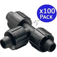 Set di 100 Te Nastro di Irrigazione a Goccia 16mm Raccordo a T per Sistemi di Irrigazione