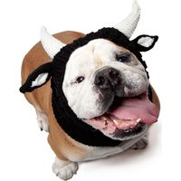 Tour de cou chaud en maille pour chien - Déguisement de taureau - Protection douillette pour le cou et les oreilles, idéal pour Halloween et l'hiver