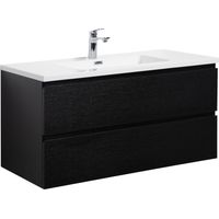 Badezimmer Badmöbel-Set Angela 100cm - Schwarz Holz - Unterschra