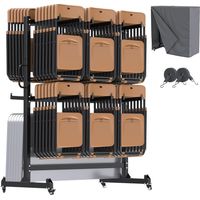 YODOLLA Heavy Duty Folding Chair Rack & Table Storage Cart, 2-Tier 490kg Capacity