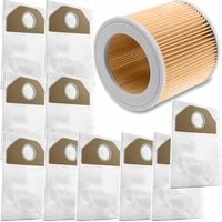 Lot de 10 sacs filtrants synthétiques pour aspirateurs Kärcher WD 2, WD 3, KWD 3 et SE