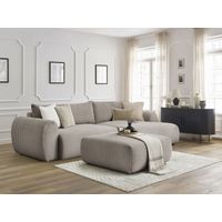 BOBOCHIC - Canapé d'angle convertible coffre LUCIEN gros côtelé doux avec pouf Angle droit Taupe