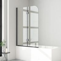 WDWRITTI Schwarz Duschwand für Badewanne 120x140cm Badewannenaufsatz 2-teilig Duschtrennwand für Badewanne Duschwand Badewanne Duschabtrennung Badewanne, 6mm NANO ESG Glas