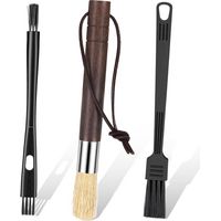 Lot de 3 brosses à café, brosses à expresso avec manche en palissandre, brosses à tête 3D, pour baristas et cuisines à domicile