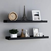 Vidaxl – Étagère murale flottante 2 pcs – MDF noir 80x9x3 cm – Installation rapide avec fixations intégrées – Design moderne pour salon et bureau