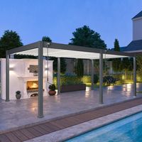 Pergola bioclimatica Ombréa autoportante VS - 4X6M bicolore + 2 tende bianche