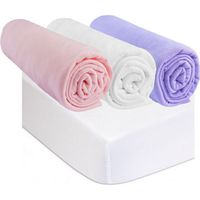 Drap housse 70x160 Rose Blanc Parme (Lot de 3) + 2 Alèses