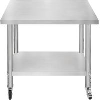 Gastro Edelstahl Arbeitstisch Vorbereitungstisch Küchentisch Mobil 76cm x 90cm