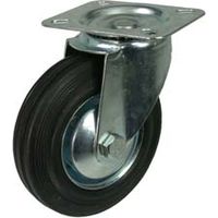 RUOTE INDUSTRIALI IN GOMMA CON PIASTRA GIREVOLE ø mm.200 piastra mm.135x105 QUALITY