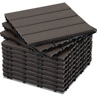 Randaco Juego de 77 baldosas de patio entrelazadas de 30 x 30 cm, suelo exterior para jardín, balcón, piscina, color marrón café