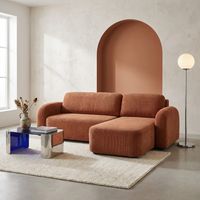 Canapé d'angle réversible convertible 3 places tissu avec coffre - Nouma Tissu Terracotta