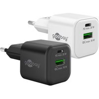 USB-C™ PD GaN Dual-Schnellladegerät Nano (20 W) schwarz, 1x USB-C™-Anschluss (Power Delivery) und 1x USB-A-Anschluss (Quick Charge). Farbversion schwarz