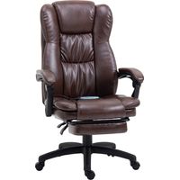 Vinsetto Bürostuhl mit Massagefunktion Ergonomischer Chefsessel mit Liegefunktion, Fußstütze Höhenverstellbar 360° Drehbar Computerstuhl mit Fernbedienung, Kunstleder, Braun