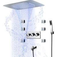 Colonne de douche encastrée avec musique Bluetooth – Pommeau 580x380mm – 64 couleurs LED – 6 jets corporels en silicone – Acier inoxydable IP67