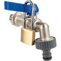 tecuro Kugelauslaufventil 3/4 Zoll, mit Absperrvorrichtung, Vorhängeschloss, Steckkupplung und PTFE-Dichtband