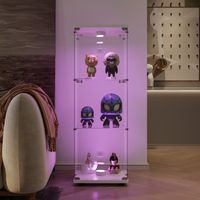 Vitrina de vidrio de triple capa 125x43x37 cm - Iluminación LED conmutada, con cerradura, en vidrio templado, adecuada para salón, dormitorio, oficina - Blanco